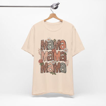 Mama Mama Mama Leopard Floral Tee — Retro Boho Mother's Day Shirt