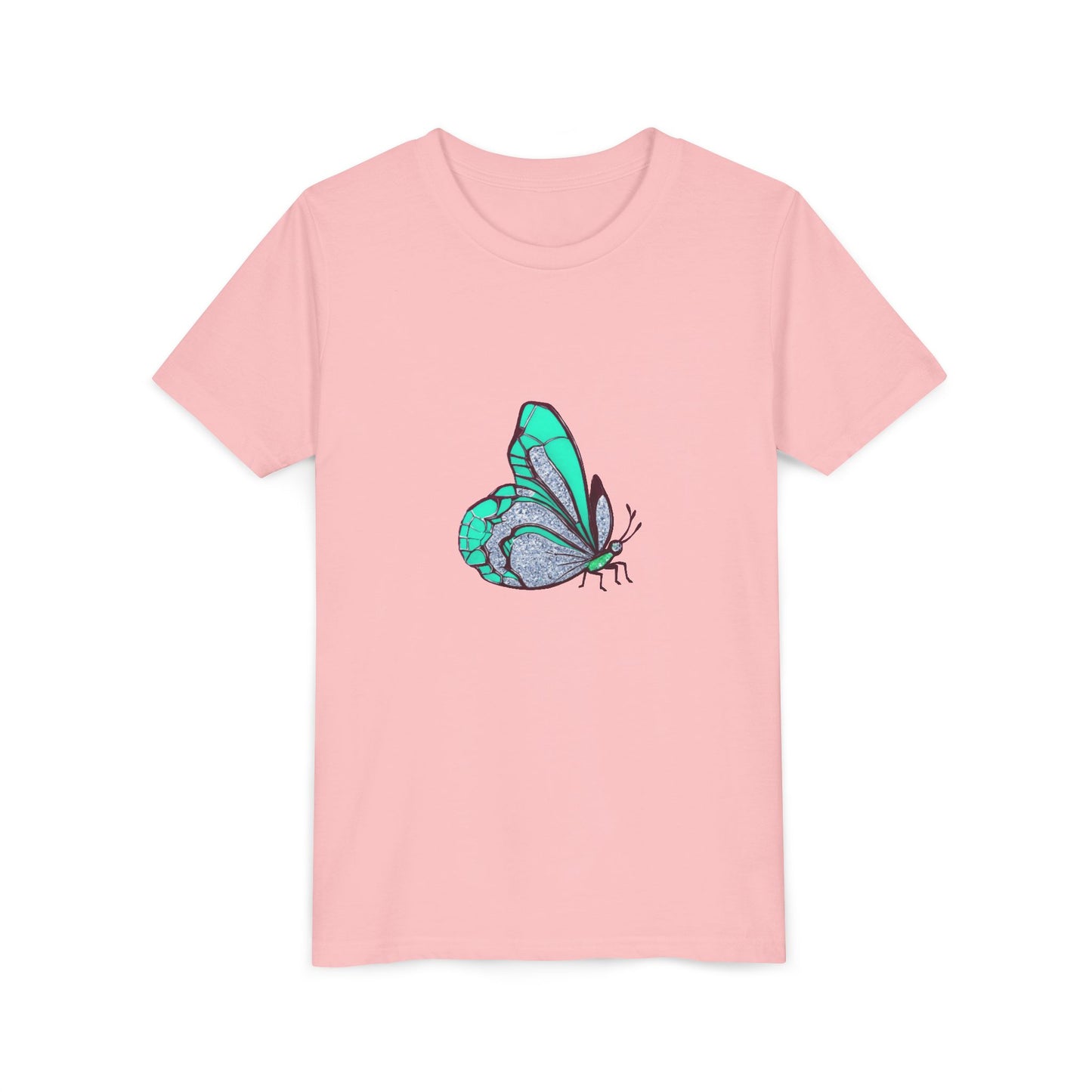Youth Tee — Turquoise Butterfly Illustration Kids T‑Shirt
