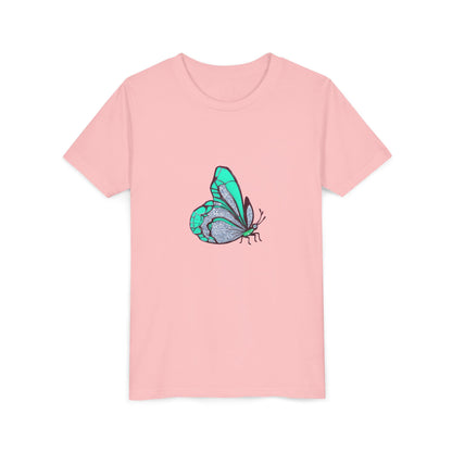 Youth Tee — Turquoise Butterfly Illustration Kids T‑Shirt