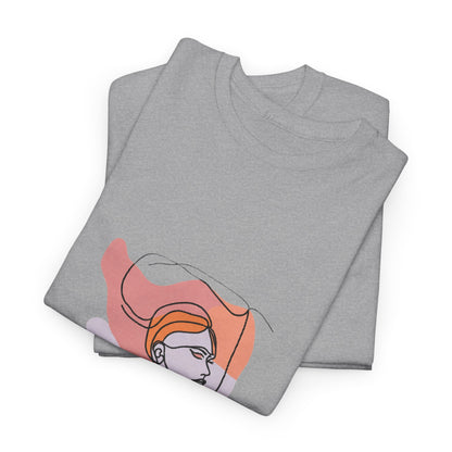 Abstract Line Art Woman T‑Shirt — Minimalist Feminine Portrait Tee