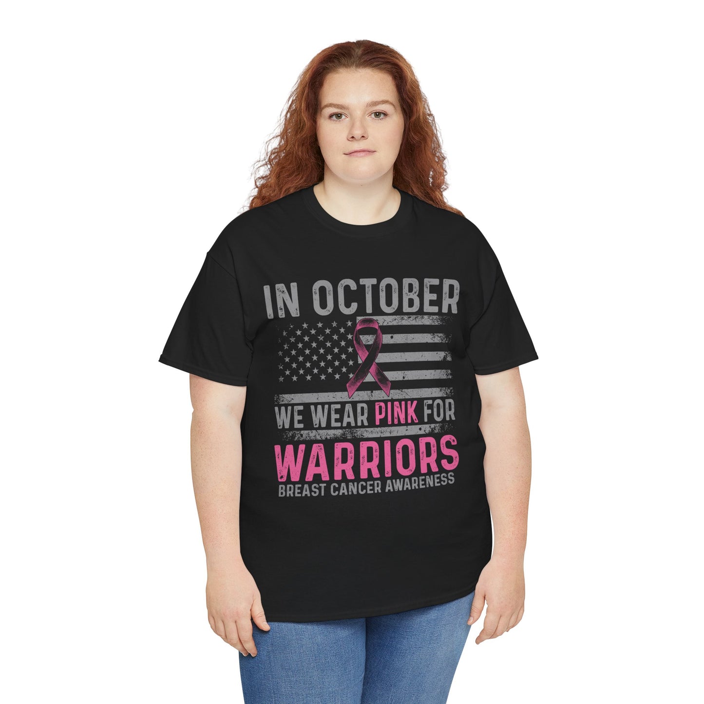 Breast Cancer Awareness Tee — "In October We Wear Pink for Warriors"