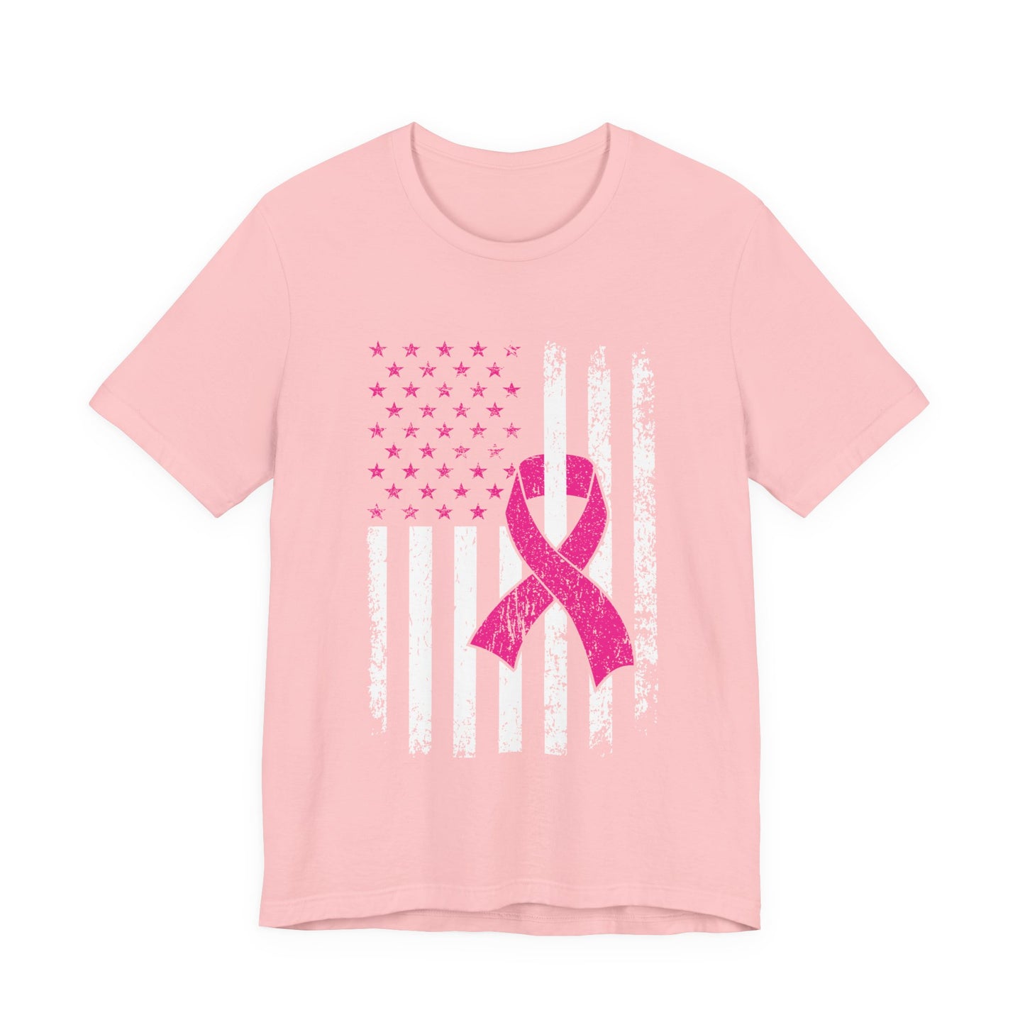 Pink Ribbon American Flag T-Shirt — Breast Cancer Awareness Tee