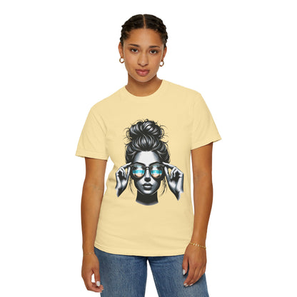 Messy Bun Cool Sunglasses Graphic T-Shirt