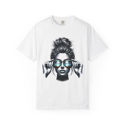 Messy Bun Cool Sunglasses Graphic T-Shirt