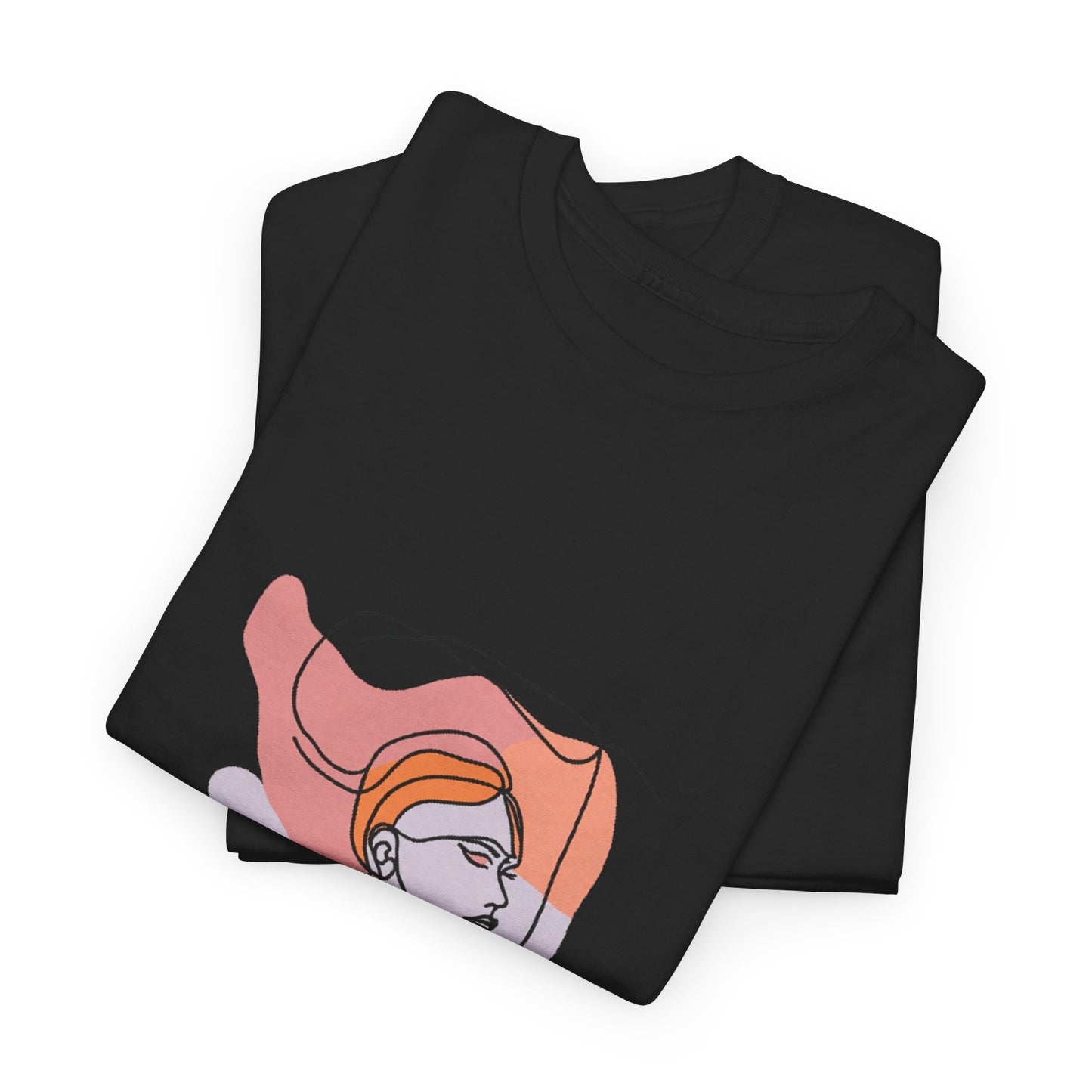 Abstract Line Art Woman T‑Shirt — Minimalist Feminine Portrait Tee