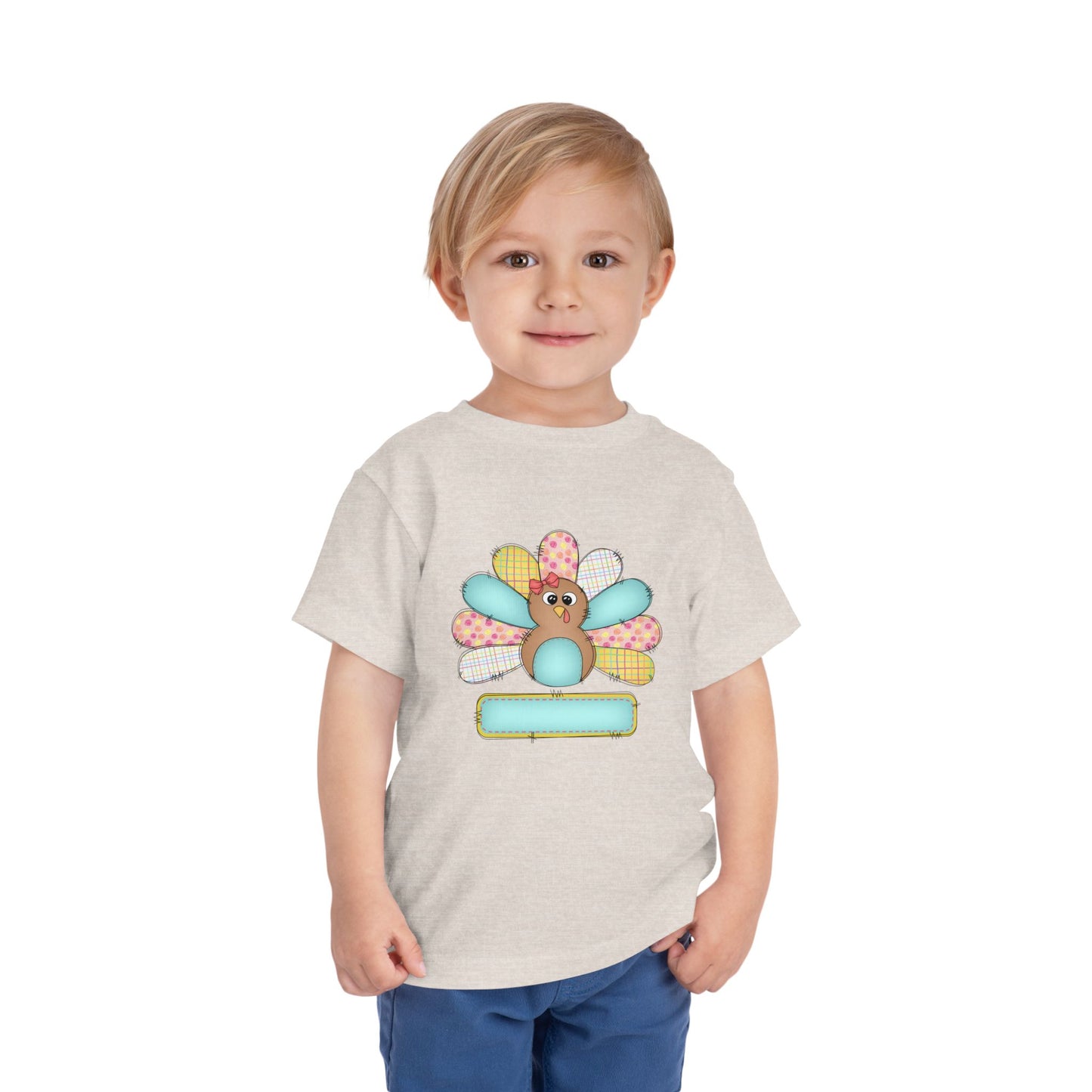 Personalized Toddler Tee — Cute Patchwork Turkey