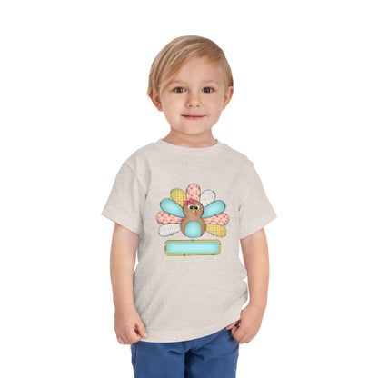 Personalized Toddler Tee — Cute Patchwork Turkey
