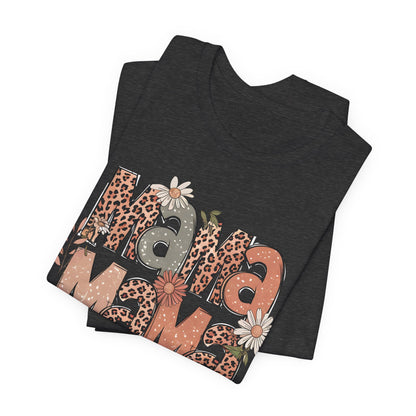 Mama Mama Mama Leopard Floral Tee — Retro Boho Mother's Day Shirt