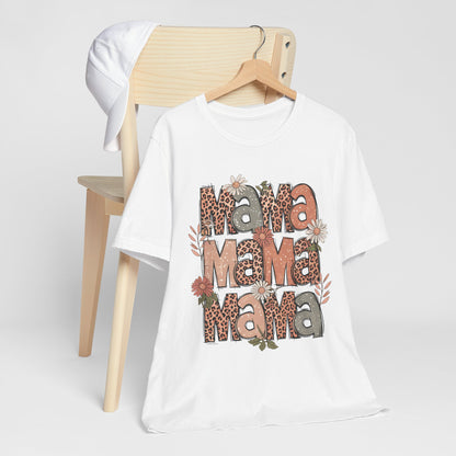 Mama Mama Mama Leopard Floral Tee — Retro Boho Mother's Day Shirt