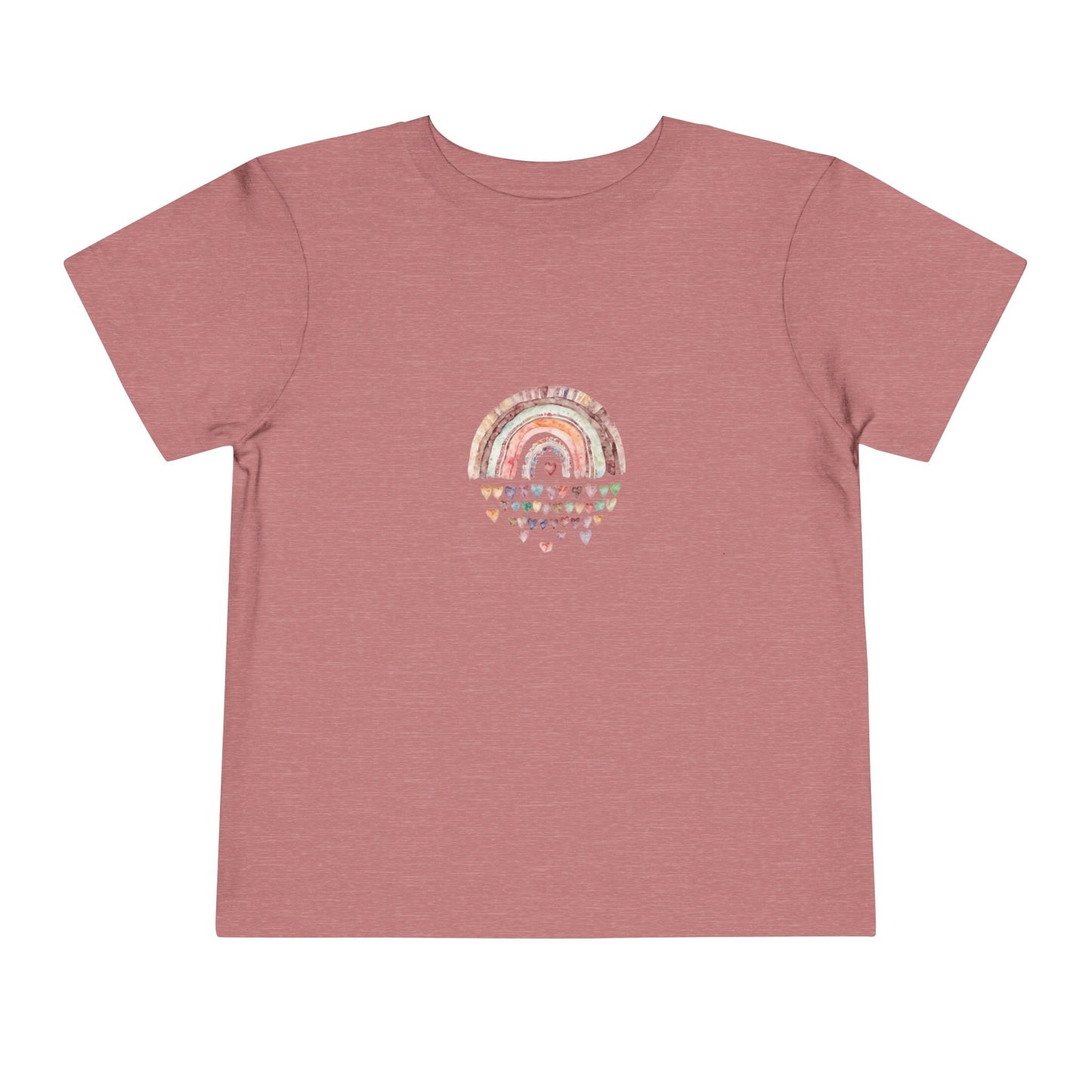 Toddler Rainbow Hearts Tee — Cute Boho Rainbow Short Sleeve Shirt for Kids