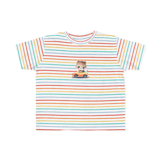 Toddler Tee — Cute Kitten Driving Toy Car Graphic Kids Shirt