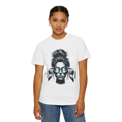 Messy Bun Cool Sunglasses Graphic T-Shirt