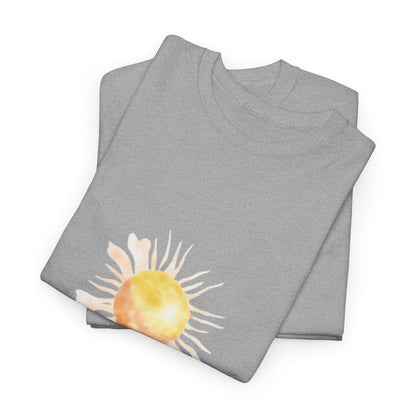 Sunshine Graphic Tee — Watercolor Sun "Sunshine" Casual T‑Shirt