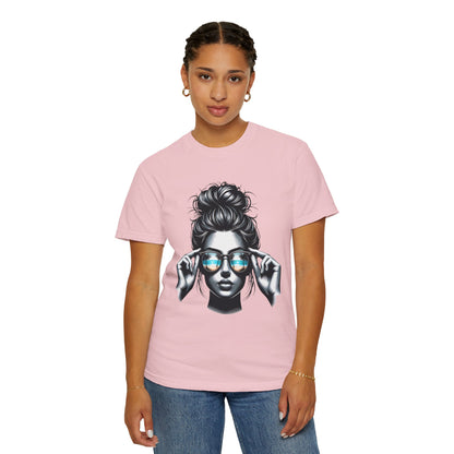 Messy Bun Cool Sunglasses Graphic T-Shirt