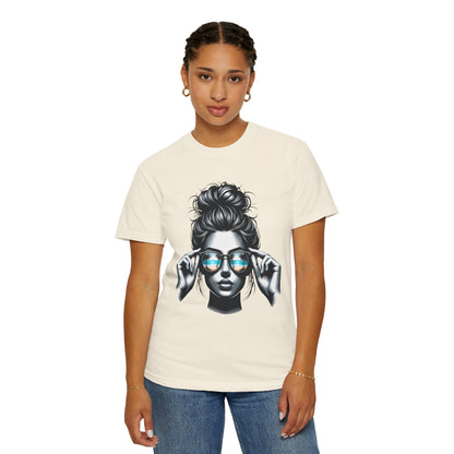 Messy Bun Cool Sunglasses Graphic T-Shirt