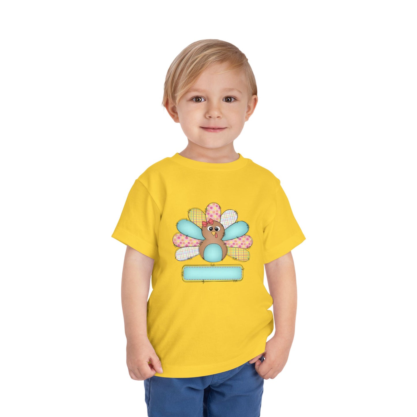 Personalized Toddler Tee — Cute Patchwork Turkey