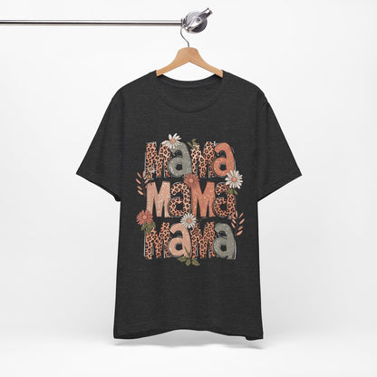 Mama Mama Mama Leopard Floral Tee — Retro Boho Mother's Day Shirt