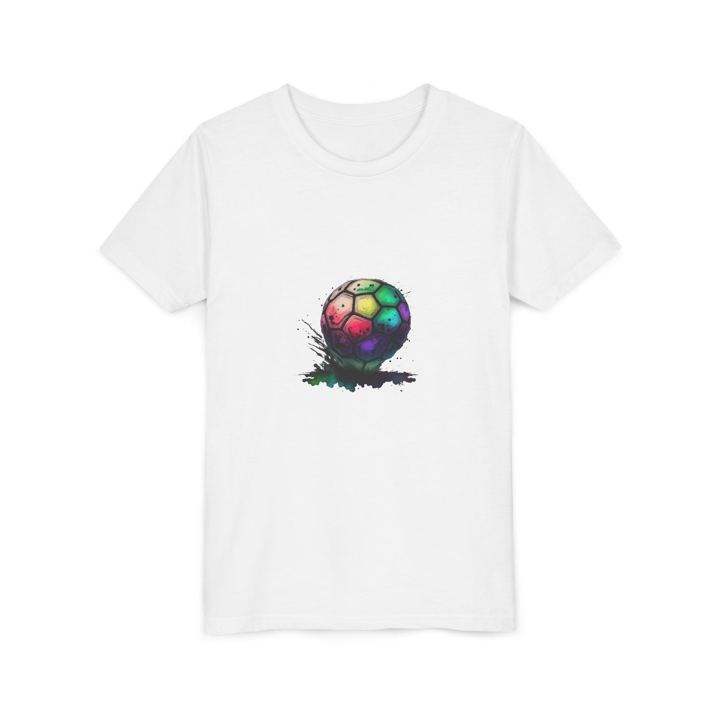 Youth Soccer Tee — Colorful Rainbow Ball Graphic