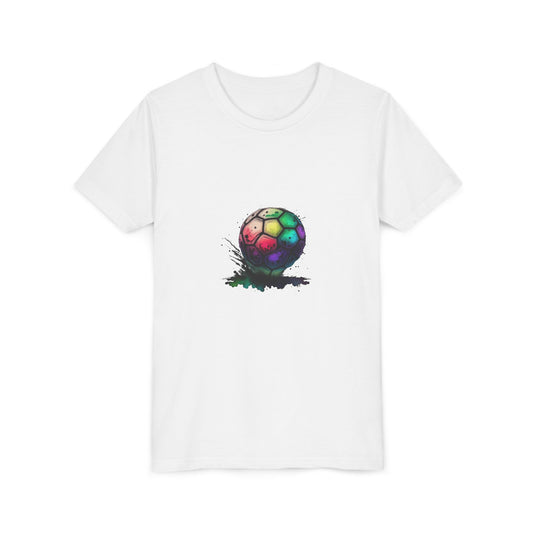Youth Soccer Tee — Colorful Rainbow Ball Graphic