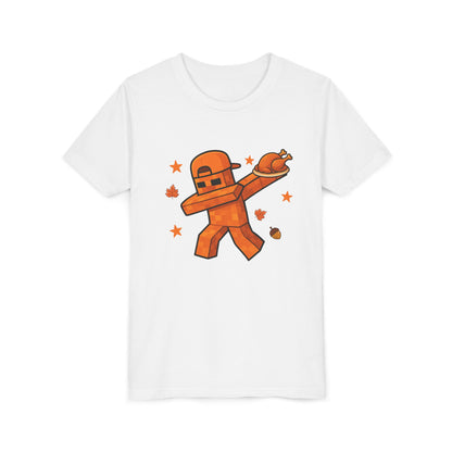 Dabbing Turkey Pixel Character Youth T‑Shirt