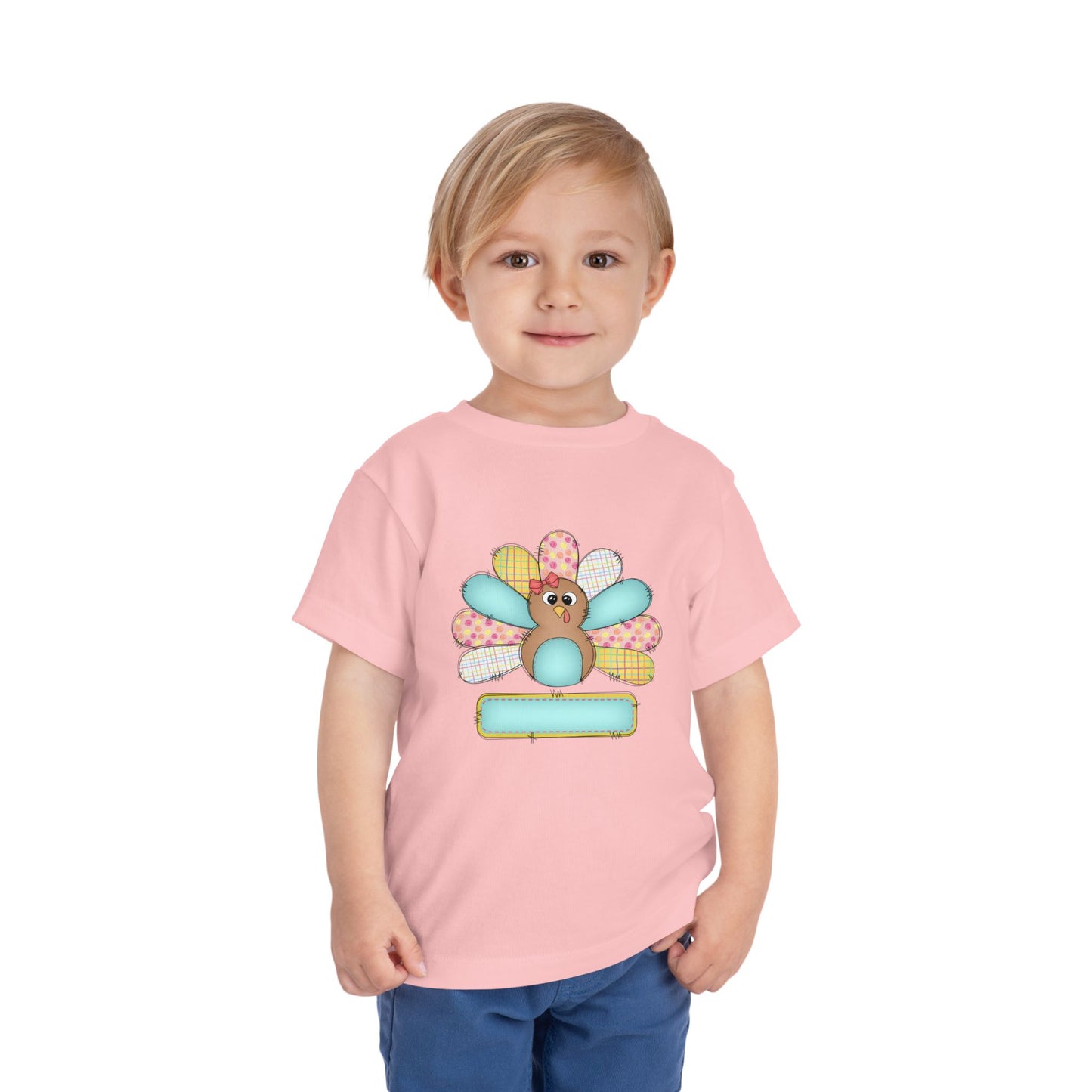 Personalized Toddler Tee — Cute Patchwork Turkey