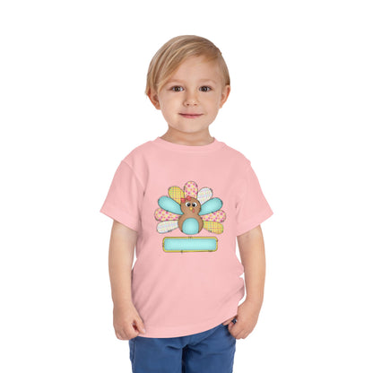 Personalized Toddler Tee — Cute Patchwork Turkey