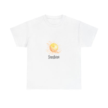 Sunshine Graphic Tee — Watercolor Sun "Sunshine" Casual T‑Shirt