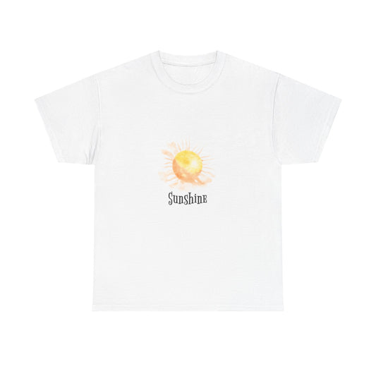 Sunshine Graphic Tee — Watercolor Sun "Sunshine" Casual T‑Shirt